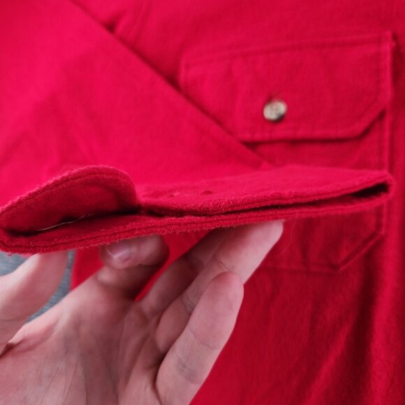 VTG Woolrich Chamois Flannel USA Made Button Up Shirt Red Large Cotton Point - Picture 4 of 16